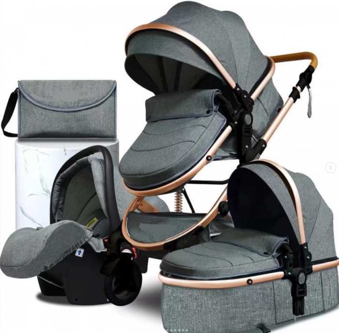 Carucior 3 in 1, Geanta de scutece, Suspensie dinamica pe roata si cadru, Bubu-Still, gri [2]