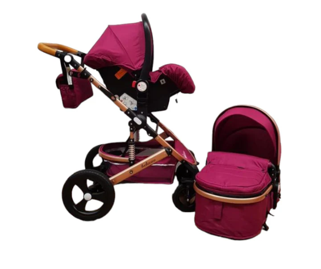 Carucior 3 in 1, Geanta de scutece, Suspensie dinamica pe roata si cadru, Bubu-Still, Mov [6]