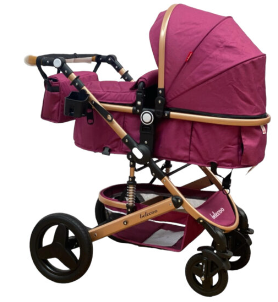 Carucior 3 in 1, Geanta de scutece, Suspensie dinamica pe roata si cadru, Bubu-Still, Mov [9]