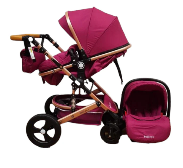 Carucior 3 in 1, Geanta de scutece, Suspensie dinamica pe roata si cadru, Bubu-Still, Mov [2]