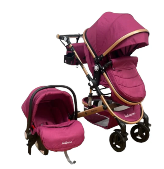 Carucior 3 in 1, Geanta de scutece, Suspensie dinamica pe roata si cadru, Bubu-Still, Mov [3]