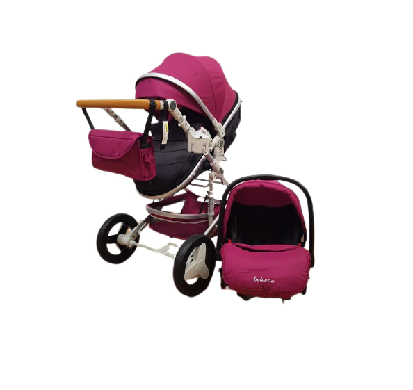 Carucior, 3 in 1, Geanta de scutece, Suspensie dinamica pe roata si cadru, Bubu-Still, mov [4]