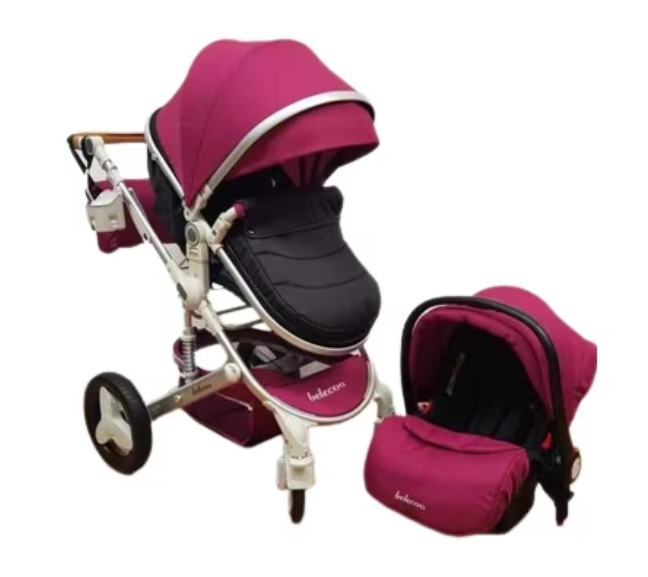 Carucior, 3 in 1, Geanta de scutece, Suspensie dinamica pe roata si cadru, Bubu-Still, Mov pastel [3]