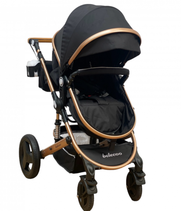 Carucior 3 in 1, Geanta de scutece, Suspensie dinamica pe roata si cadru,  Bubu-Still , negru [6]