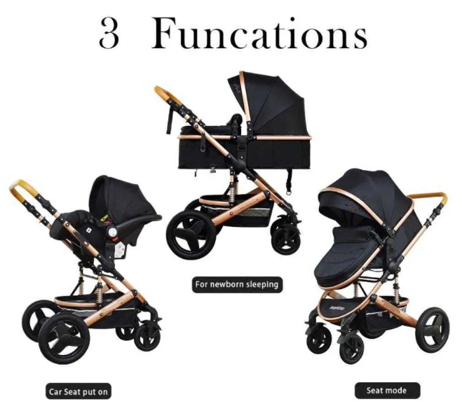 Carucior 3 in 1, Geanta de scutece, Suspensie dinamica pe roata si cadru,  Bubu-Still , negru [8]