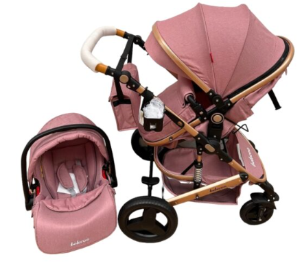 Carucior 3 in 1, Geanta de scutece, Suspensie dinamica pe roata si cadru, Bubu-Still , Roz pudra [2]