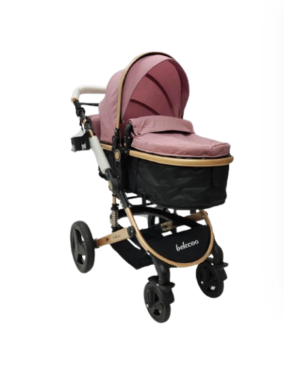 Carucior 3 in 1, Geanta de scutece, Suspensie dinamica pe roata si cadru, Bubu-Still , Roz pudra si negru [5]