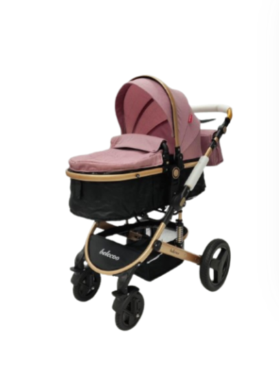 Carucior 3 in 1, Geanta de scutece, Suspensie dinamica pe roata si cadru, Bubu-Still , Roz pudra si negru [6]