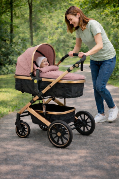 Carucior 3 in 1, Geanta de scutece, Suspensie dinamica pe roata si cadru, Cadru aluminiu [14]