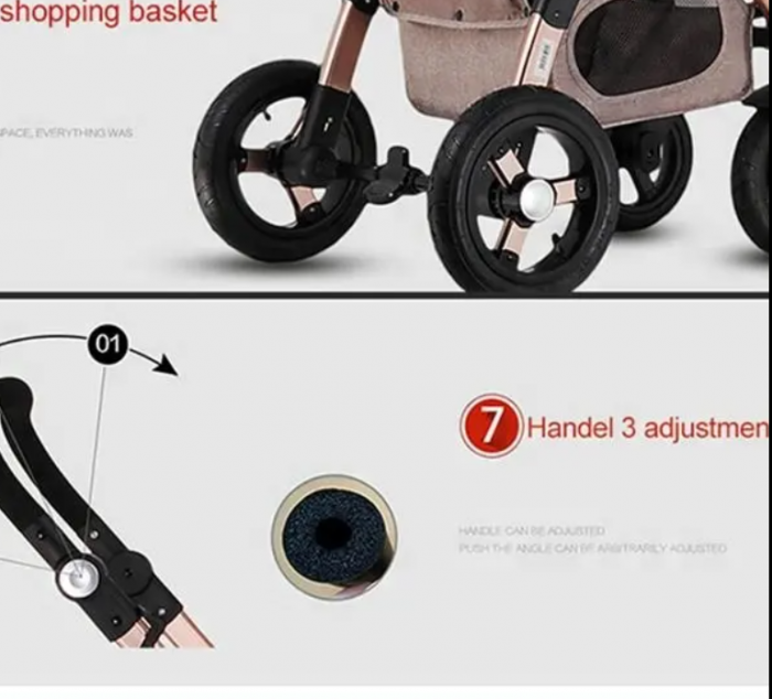 Carucior 3 in 1, Geanta de scutece, Saltea groasa de infasat, Suspensie pe roata, Bubu-Still Sun albastru antracit [5]