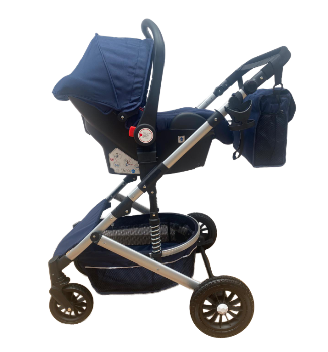 Carucior 3 in 1, Geanta de scutece, Suspensie pe roata, Bubu-Still Sun Albastru gradient [2]