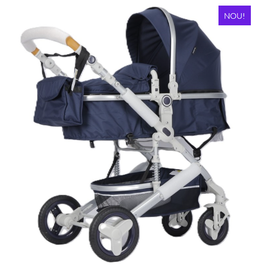 Carucior 3 in 1, Suspensie pe roata,Bubu-Still Sun albastru perlat [3]