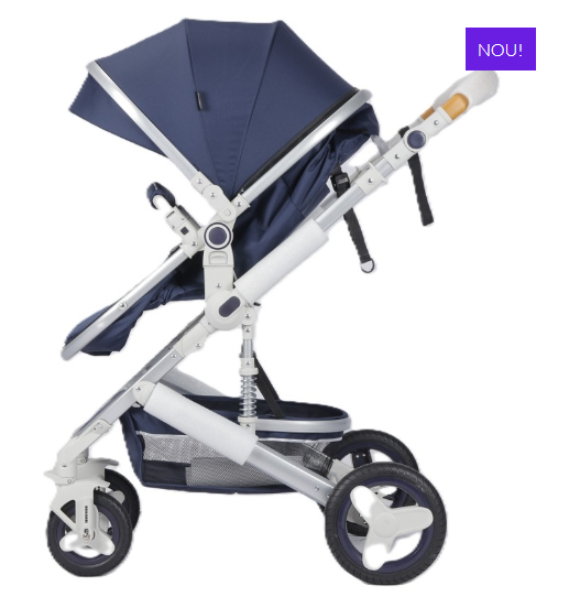 Carucior 3 in 1, Suspensie pe roata,Bubu-Still Sun albastru perlat [5]