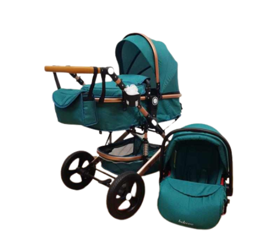 Carucior 3 in 1, Geanta de scutece, Suspensie pe roata, Bubu-Still Sun albastru turcoise [3]