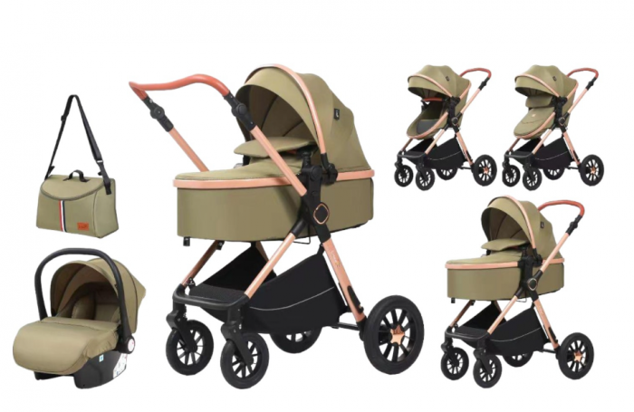 Carucior 3 in 1, Geanta de scutece, Suspensie pe roata si cadru, Bubu-Still Kidilo, Gri [2]