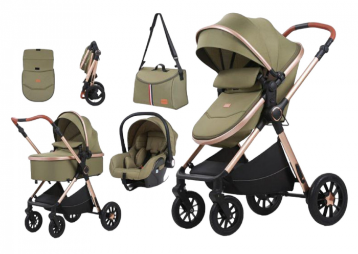 Carucior 3 in 1, Geanta de scutece, Suspensie pe roata si cadru, Bubu-Still Kidilo, Gri [1]