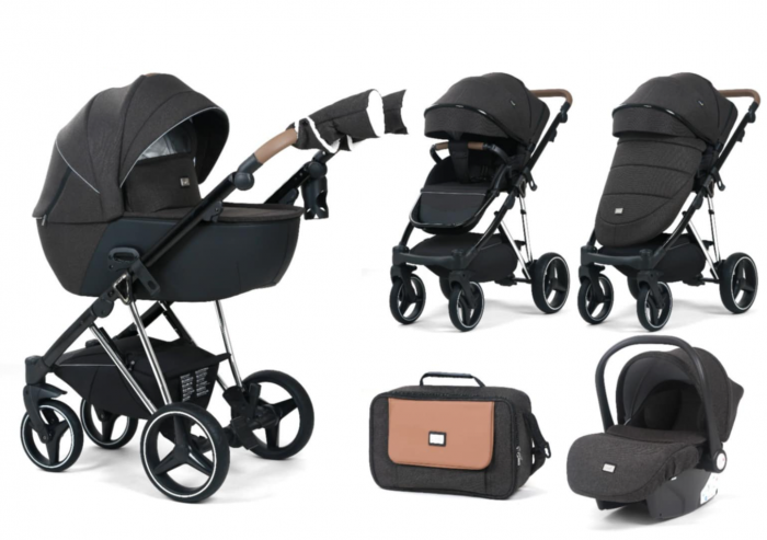 Carucior 3 in 1, 0-36 luni, Colectia Fizio-Lux G9, Piese distincte, Cu Suspensii, Landou reversibil, Husa de ploaie si insecte, Geanta de scutece, Manusi de protectie, negru [6]