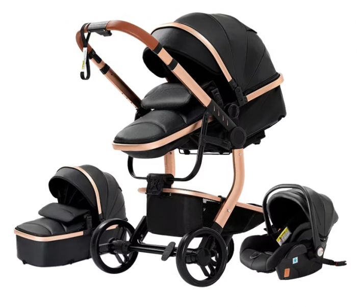 Carucior 3 in 1, Geanta de scutece, Suspensie pe roata si cadru, Bubu-Still, Sun-NEGRU [2]