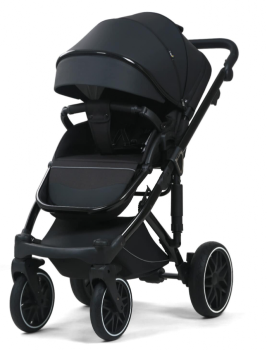 Carucior 3 in 1, 0-36 luni, Colectia Fizio-Lux G8, Piese distincte, Cu Suspensii, Landou reversibil, Husa de ploaie si insecte, Geanta de scutece, Manusi de protectie, Eco-piele, Negru antracit [4]