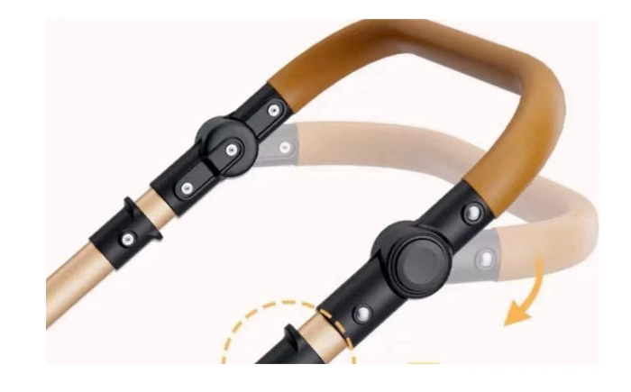 Carucior 3 in 1, Geanta de scutece, Suspensie pe roata si cadru, Pliabil, Original Belecoo, Negru cu cadru auriu [9]