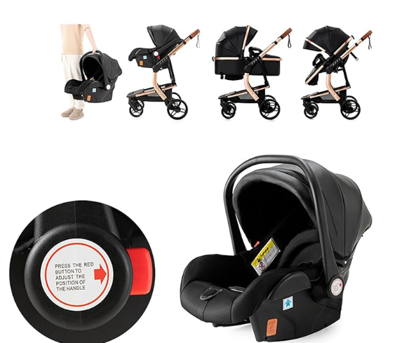 Carucior 3 in 1, Geanta de scutece, Suspensie pe roata si cadru, Bubu-Still, Sun-NEGRU [7]