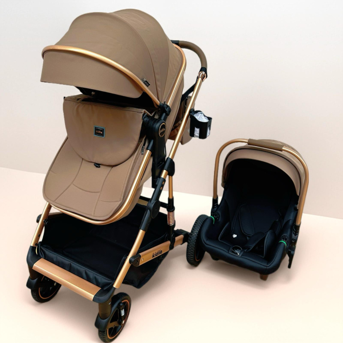 Carucior 3 in 1, Kidilo, cu suspensii, Geanta termica pentru accesorii si salteluta, Landou reversibil, Cadru aluminiu, A10 [5]