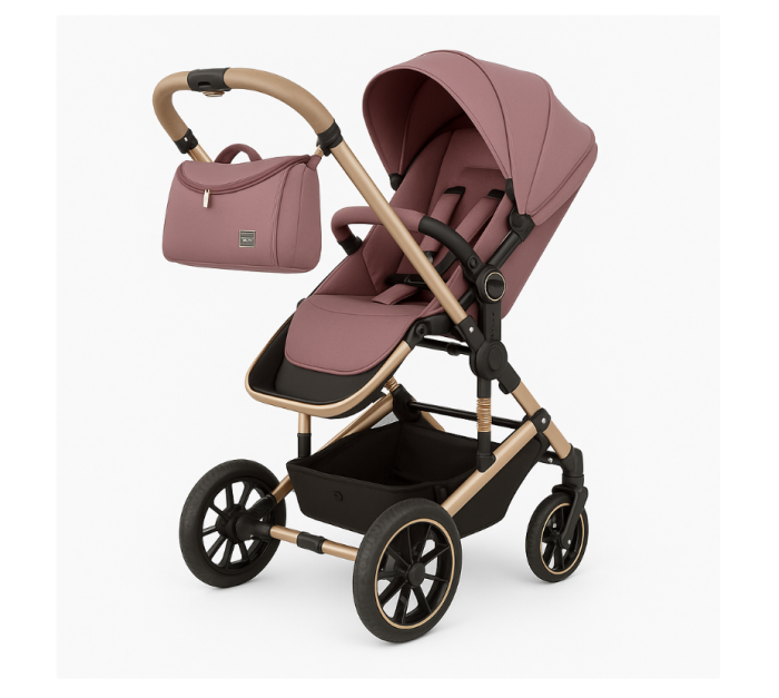 Carucior 3 in 1, Kidilo, cu suspensii, Geanta termica pentru accesorii si salteluta,Mov visina, Landou reversibil, Cadru aluminiu, A10 [13]