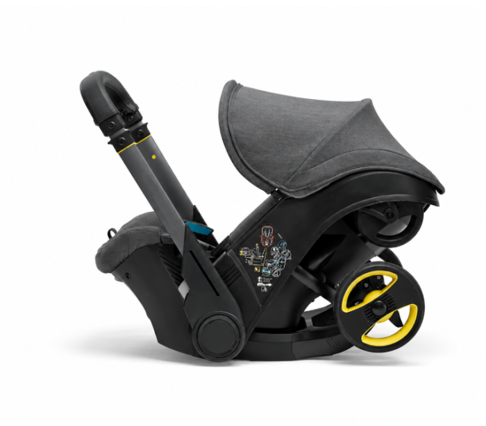 Carucior 3 in 1 pentru copii, Cu scoica auto, Parasolar extensibil cu UPF 50+, Ultrapliabil, Aprobat pentru transport avion, Maner telescopic si reversibil, Pozitie de somn, gri [3]