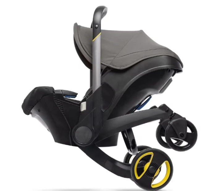 Carucior 3 in 1 pentru copii, Cu scoica auto, Parasolar extensibil cu UPF 50+, Ultrapliabil, Aprobat pentru transport avion, Maner telescopic si reversibil, Pozitie de somn, gri [5]