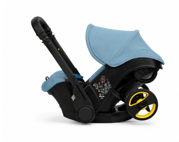 Carucior 3 in 1 pentru copii, Cu scoica auto, Parasolar extensibil cu UPF 50+, Ultrapliabil, Aprobat pentru transport avion, Maner telescopic si reversibil, Pozitie de somn, albastru [3]