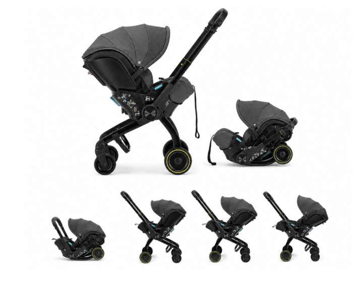 Carucior 3 in 1 pentru copii, Cu scoica auto, Parasolar extensibil cu UPF 50+, Ultrapliabil, Aprobat pentru transport avion, Maner telescopic si reversibil, Pozitie de somn, gri [4]