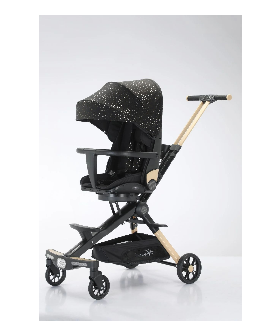 Carucior bebe cu copertina retractabila pentru protectie UV, 6 si 36 luni, reversibil, pliere compacta tip troler pentru avion, lumini si muzica [12]