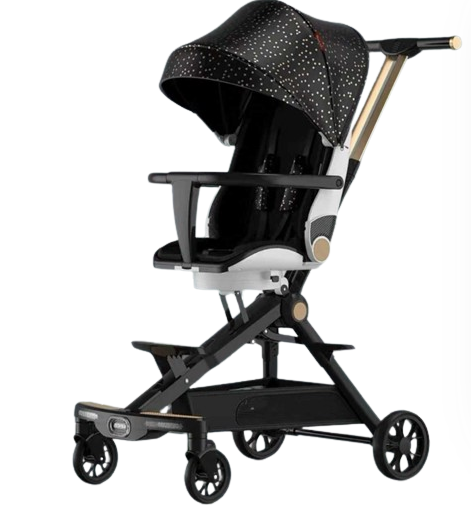 Carucior bebe cu copertina retractabila pentru protectie UV, 6 si 36 luni, reversibil, pliere compacta tip troler pentru avion, lumini si muzica [2]