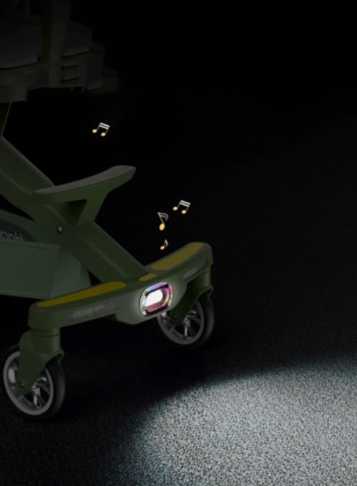 Carucior bebe cu copertina retractabila pentru protectie UV, 6 si 36 luni, reversibil, pliere compacta tip troler pentru avion, lumini si muzica [3]