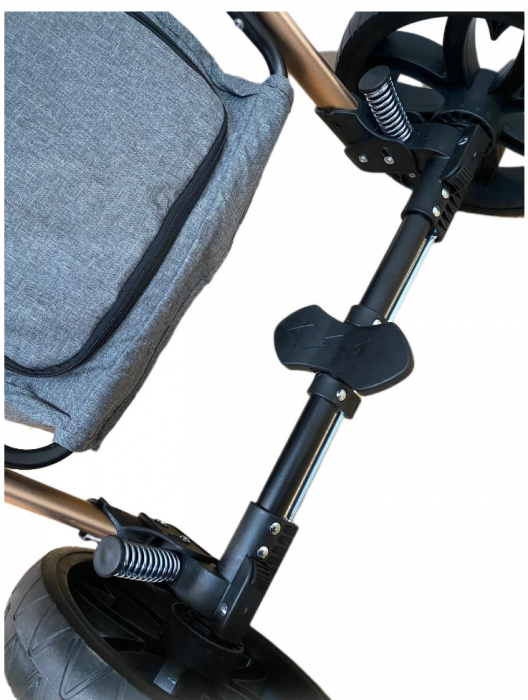 Carucior Bubu-Still, 3 in 1 , 3 piese distincte, suspensie pe roata, reversibil, bej [13]