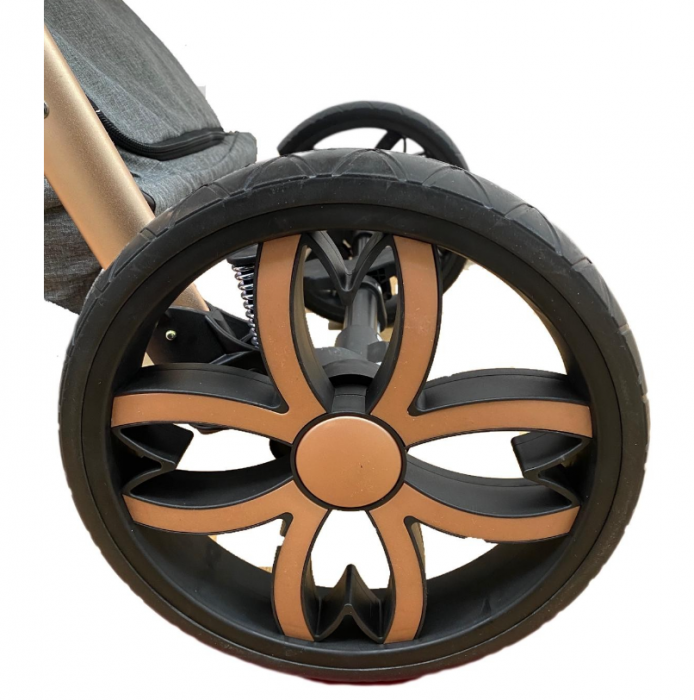 Carucior Bubu-Still, 3 in 1 , 3 piese distincte, suspensie pe roata, reversibil, bej [16]