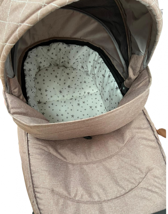 Carucior Bubu-Still, 3 in 1 , 3 piese distincte, suspensie pe roata, reversibil, bej [11]