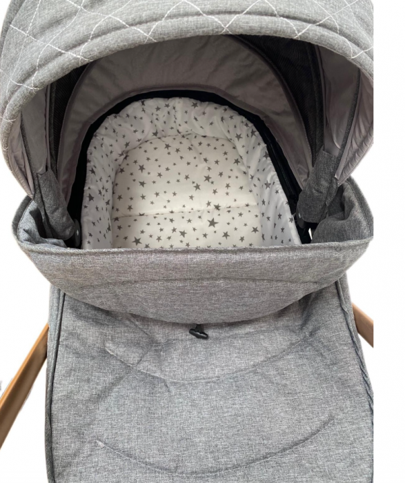 Carucior Bubu-Still, 3 in 1 , 3 piese distincte, suspensie pe roata, reversibil, Gri [9]