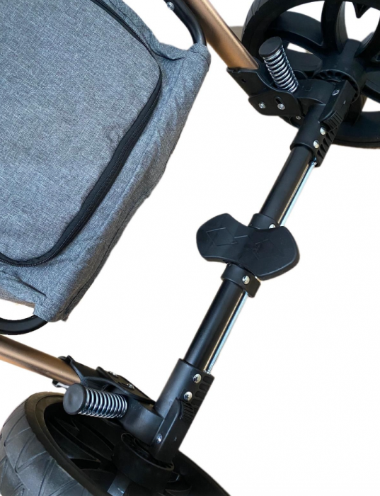 Carucior Bubu-Still, 3 in 1 , 3 piese distincte, suspensie pe roata, reversibil, Gri [11]