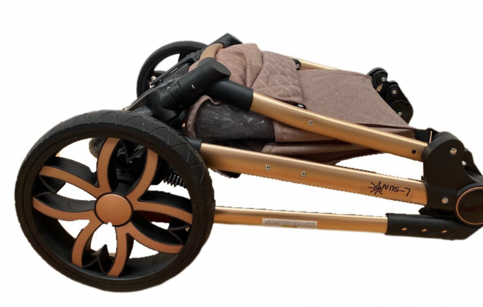 Carucior Bubu-Still, 3 in 1 , 3 piese distincte, suspensie pe roata, reversibil, Roz [22]