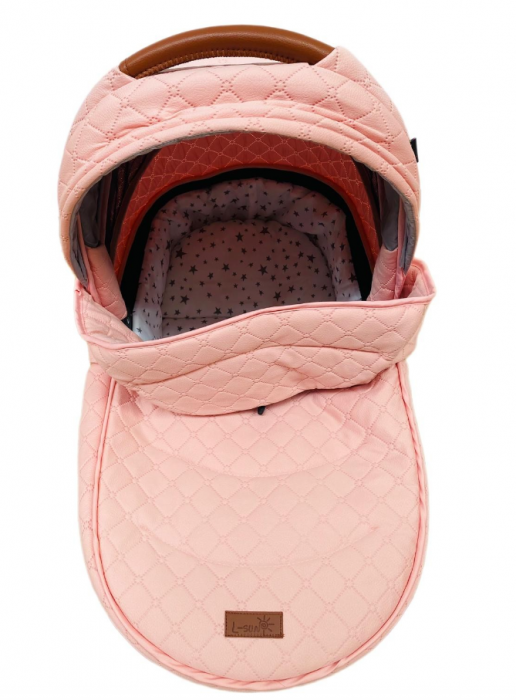 Carucior Bubu-Still, 3 in 1 , 3 piese distincte, suspensie pe roata, reversibil, Roz [19]