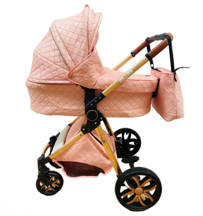 Carucior Bubu-Still, 3 in 1 , 3 piese distincte, suspensie pe roata, reversibil, Roz [10]
