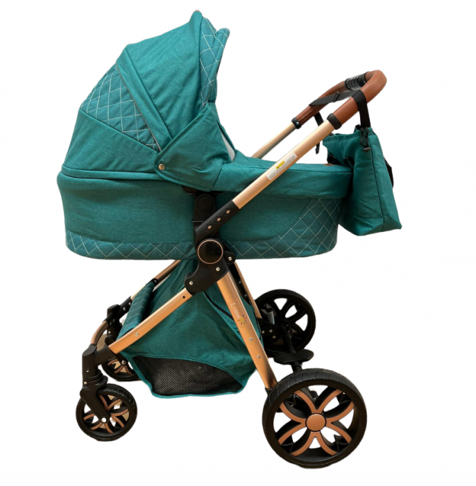 Carucior Bubu-Still, 3 in 1 , 3 piese distincte, suspensie pe roata, reversibil, Turcoaz [3]