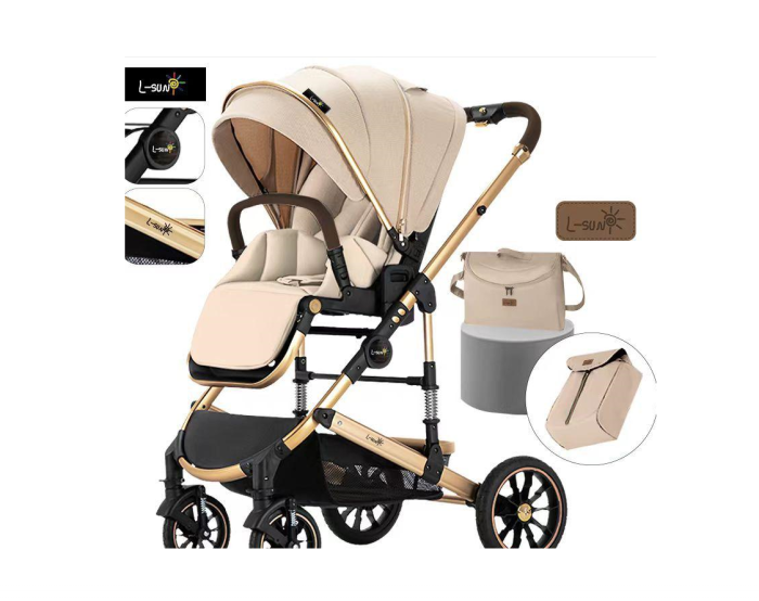 Carucior copii, 0-36 luni, Cu suspensii, Landou reversibil, Pozitie de somn si sezut, Roata cauciuc [6]
