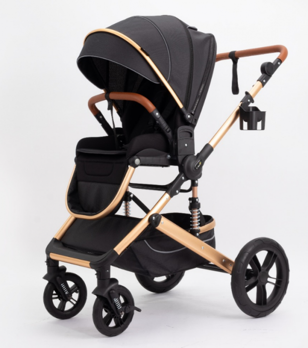 Carucior copii, 0-36 luni, Cu suspensii, Maner reversibil, Pozitie de somn si sezut, Roata cauciuc, Husa picioare detasabila [3]