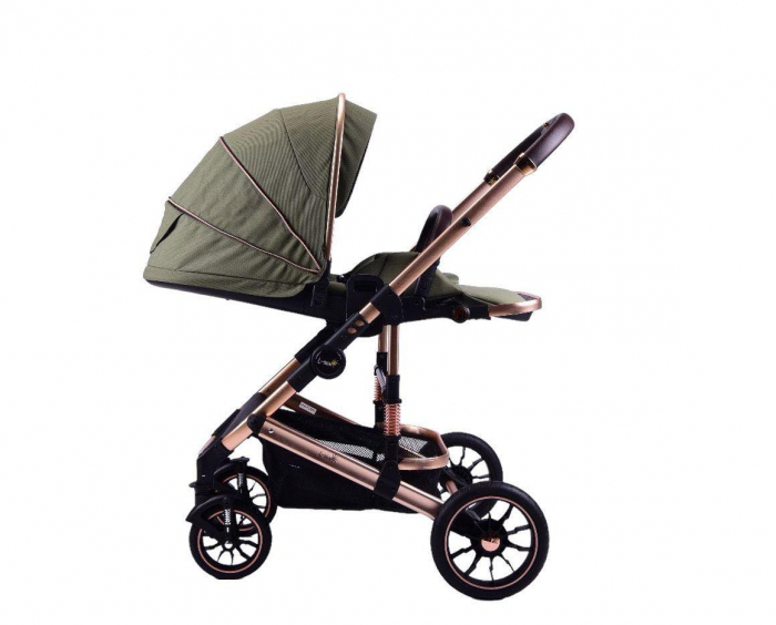 Carucior copii, 0-36 luni, Cu suspensii, Landou reversibil, Pozitie de somn si sezut, Roata cauciuc, verde [9]