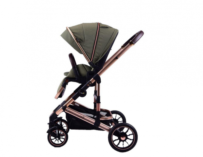 Carucior copii, 0-36 luni, Cu suspensii, Landou reversibil, Pozitie de somn si sezut, Roata cauciuc, verde [6]