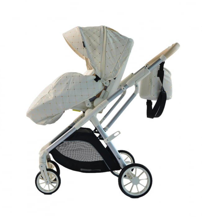 Carucior copii, 0-36 luni, sarcina maxima 22 kg, Landou reversibil, Colectie Lux, Geanta de scutece, Alb unt [10]