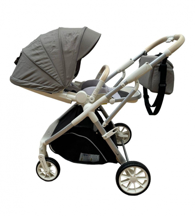 Carucior copii, 0-36 luni, sarcina maxima 22 kg, Landou reversibil, Colectie Lux, Geanta de scutece, Bej Kaki [6]