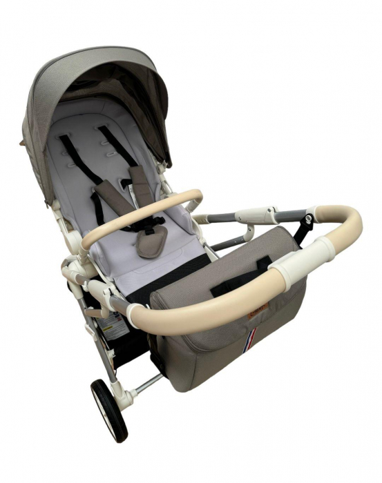 Carucior copii, 0-36 luni, sarcina maxima 22 kg, Landou reversibil, Colectie Lux, Geanta de scutece, Bej Kaki [9]